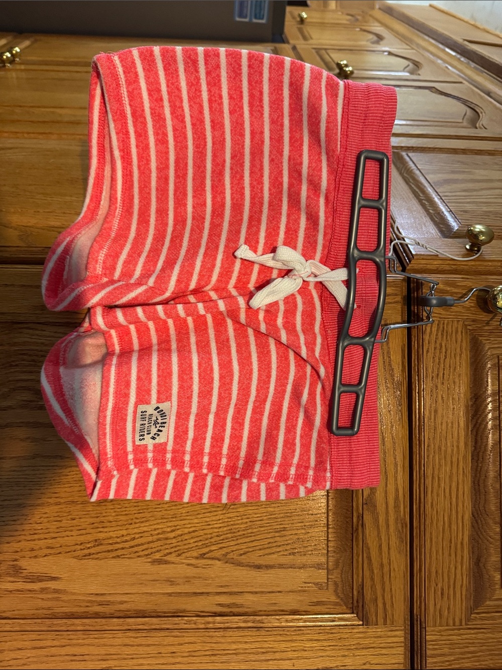 Ardene Coral and White Striped Pull-On Shorts